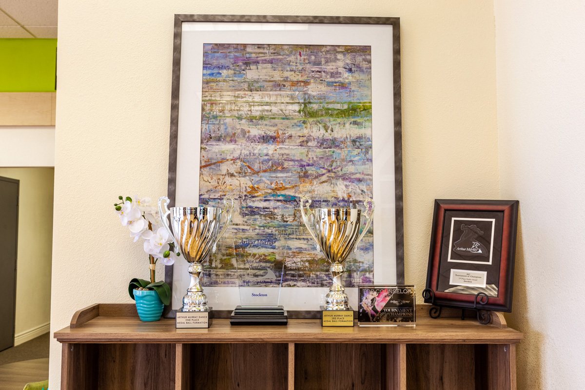 trophies at Arthur Murray Dance Studio of Stockton, CA