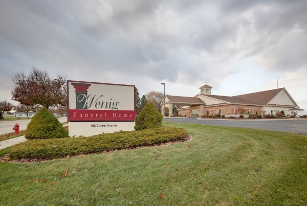 front sign at Wenig Funeral Homes in Oostburg, WI