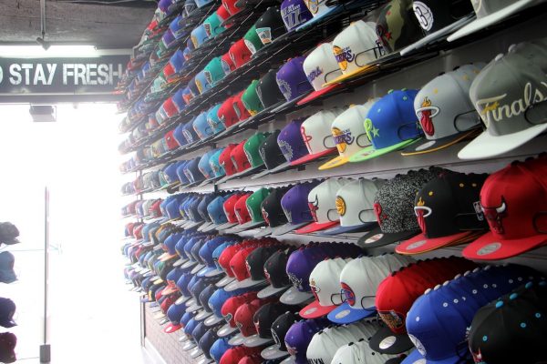 hat display at Cap Swag snap back hats Wildwood, NJ