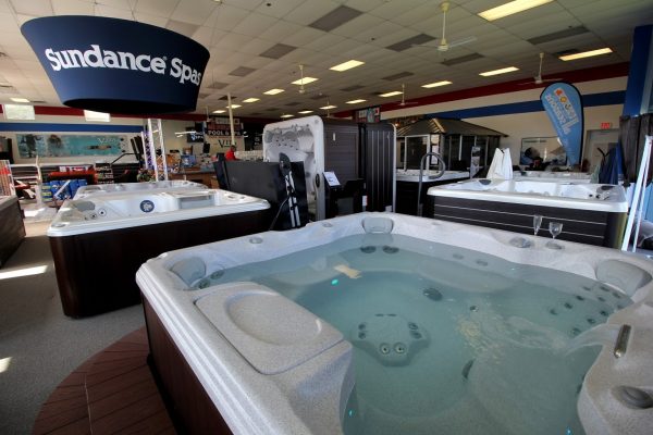 All Seasons Pool & Spa Marlton, NJ Hot Tub Store display