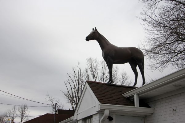 horse on rooftop Toll Booth Saddle Shop Mount Holly, NJ