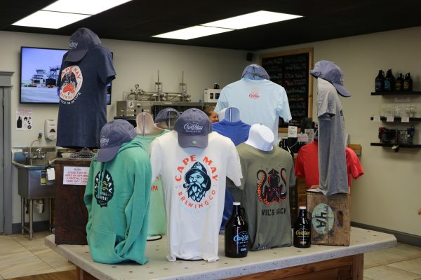 tshirts at gift shop of Cape May Brewery in Wildwood, NJ