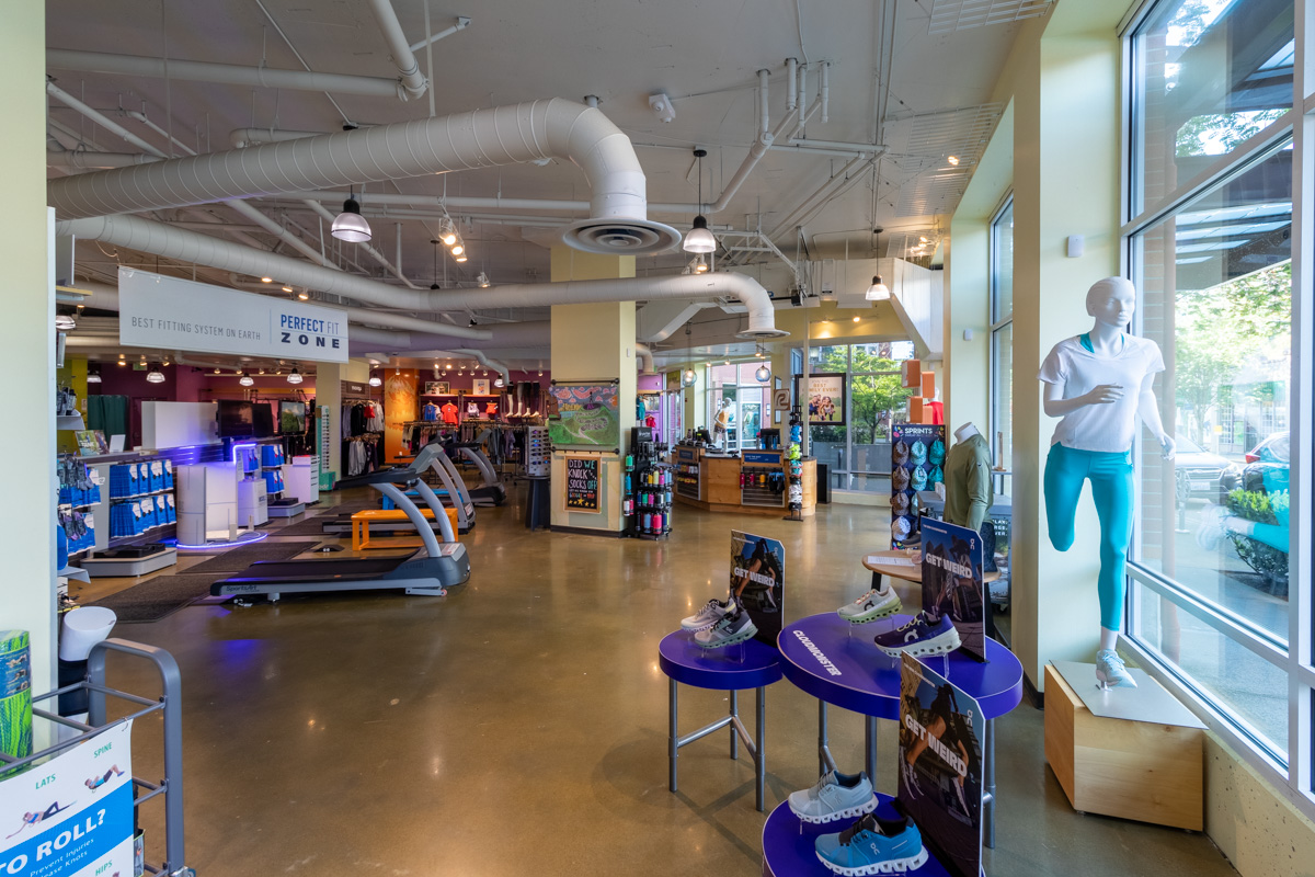 interior of Road Runner Sports, Seattle, WA Running Shoe Store