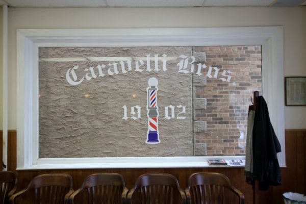 Caravelli Brothers Haddonfield NJ Barber Shop window sign