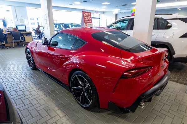 red supra rear Plaza Toyota Car Dealership in Brooklyn, NY