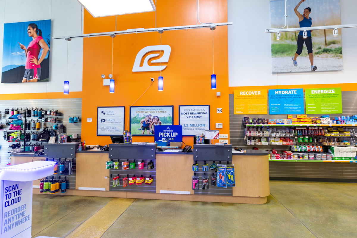 sales counter at Road Runner Sports, Chicago, IL Running Shoe Store