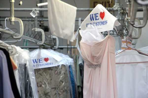 pink dress at counter at Kingston Cleaners Cherry Hill NJ.jpg