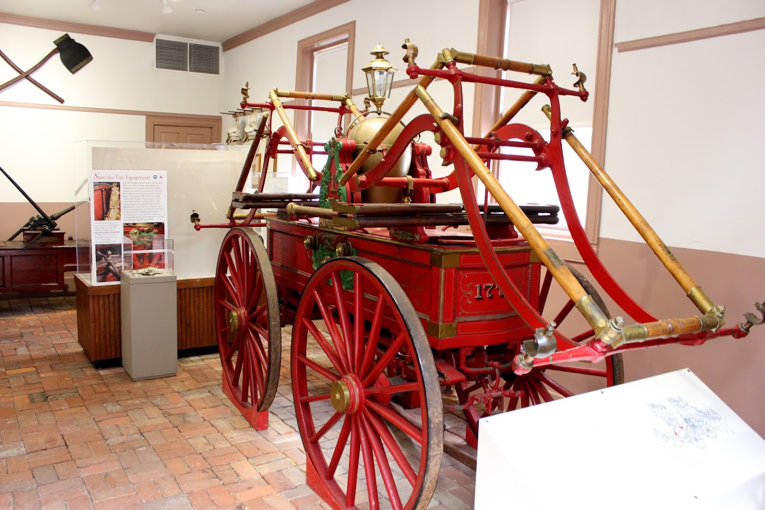 Friendship Firehouse Alexandria, VA Museum wooden fire wagon carriage