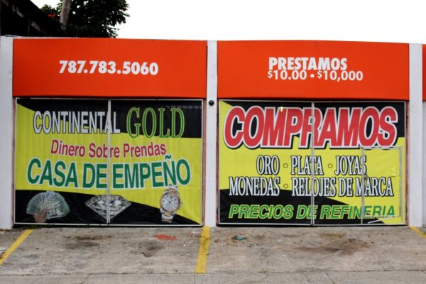 Continental Gold Pawn Shop San Juan Puerto Rico side wall sign