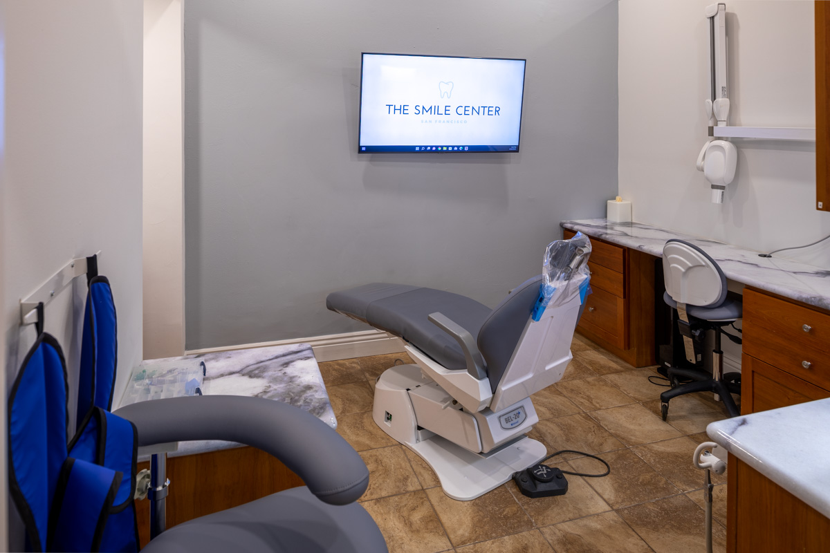 dental exam room at The Smile Center, San Francisco, CA Dentist Office