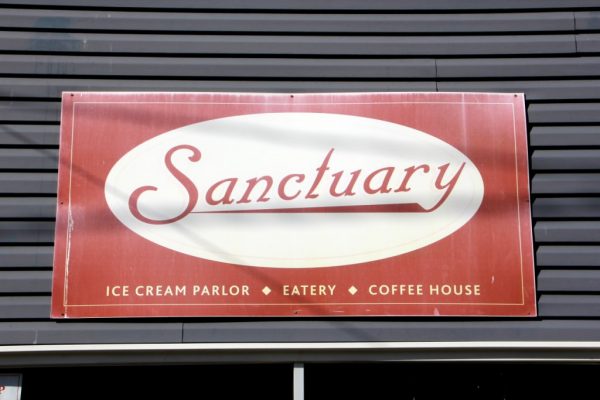 Sanctuary New Brunswick NJ ice-cream parlor eatery coffee house sign