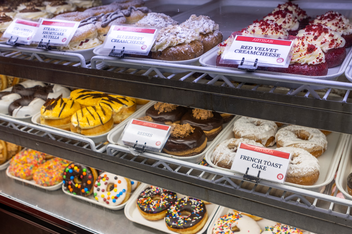 donut trays at Glaze Donuts West Caldwell, NJ 360 Virtual Tour for Donut shop