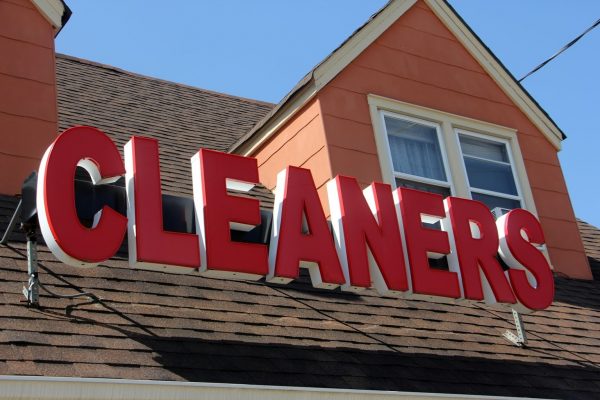 red cleaners sign above Patti Cleaners a Dry Cleaner in Maple Shade, NJ