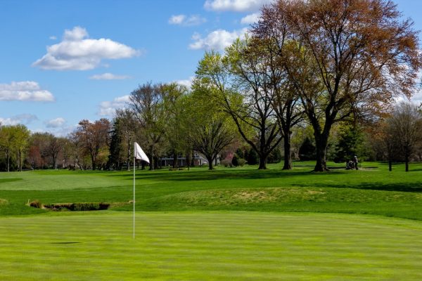 flag on green Merchantville Country Club golf course in Cherry Hill, NJ