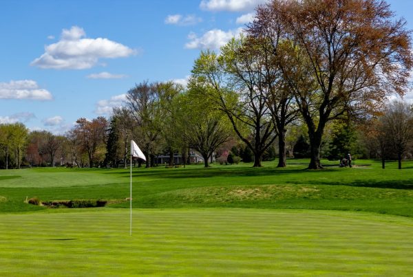 flag on green Merchantville Country Club golf course in Cherry Hill, NJ