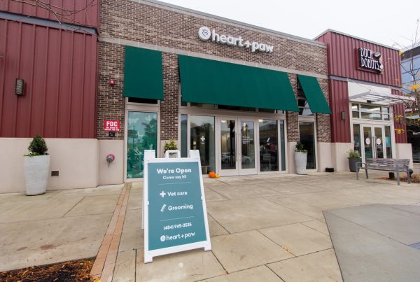 store front of Heart + Paw Dog care and Veterinary in King of Prussia, PA