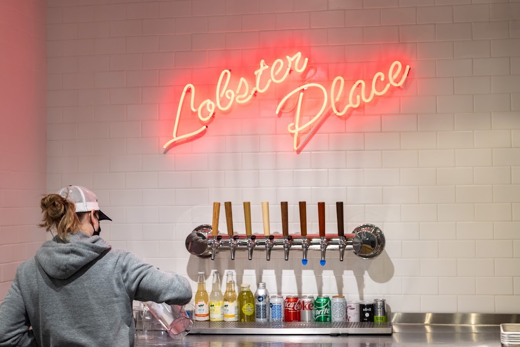 neon sign draught taps at Lobster Place, New York, NY Fish Market and Restaurant