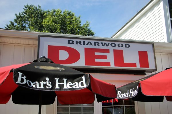 front sign of New Briarwood Deli Delicatessen Convenience Store, Hamilton, NJ