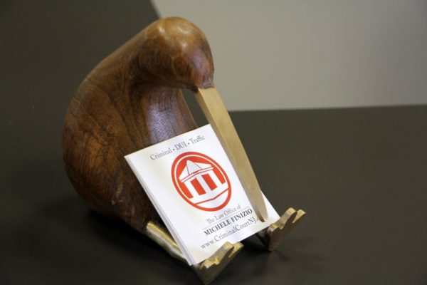 Law Offices of Michele Finizio Moorestown NJ wooden kiwi business card holder