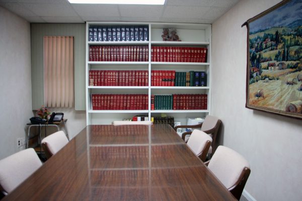 Morgenstern & Rochester Cherry Hill NJ law office conference room table bookself