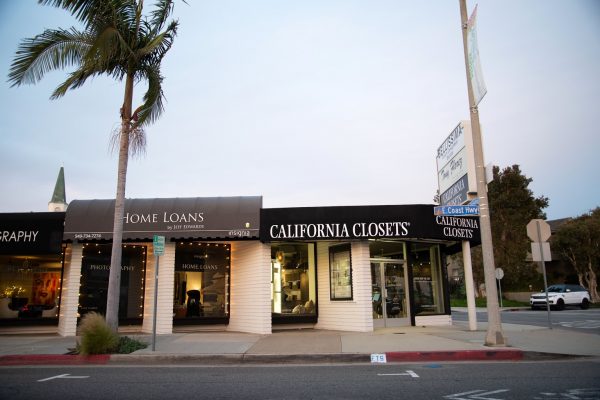 California Closets Interior designer in Corona del Mar, CA storefront at sunset