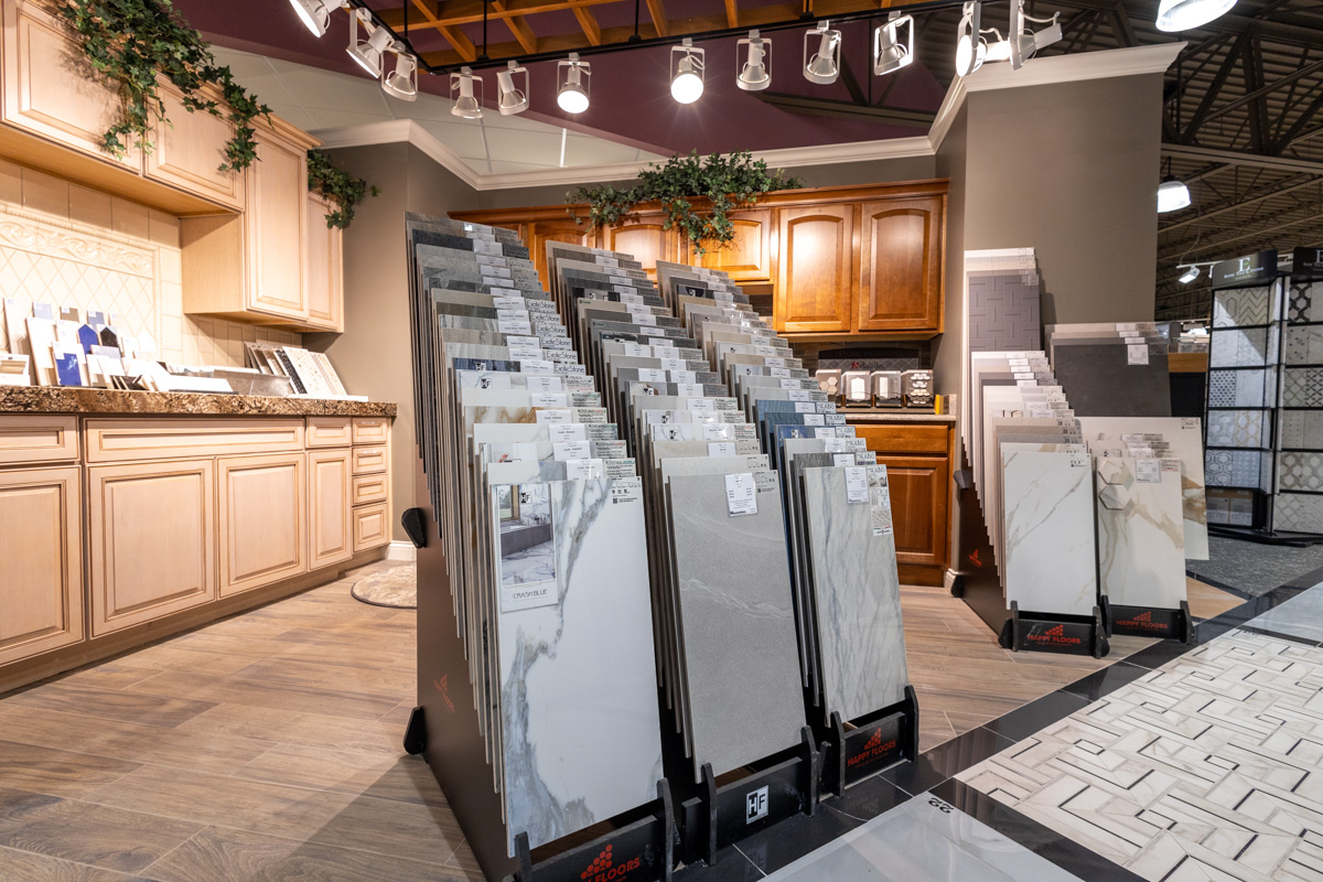 marble granite counters at Custom Floors, Fishers, IN 360 Virtual Tour for Flooring Store