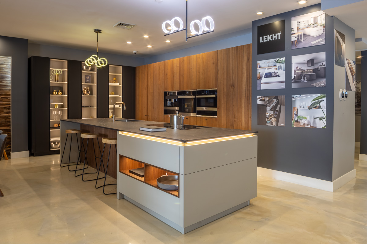 kitchen island at Leicht Westchester, Mt Kisco, NY 360 Virtual Tour for Kitchen remodeler