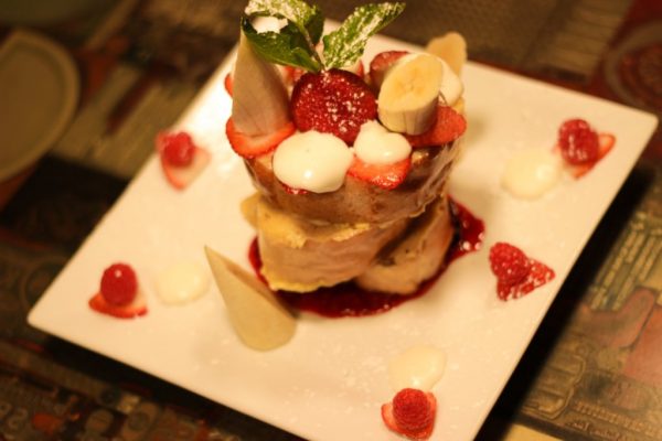 Julian's Providence RI American Restaurant french toast tower strawberries bananas