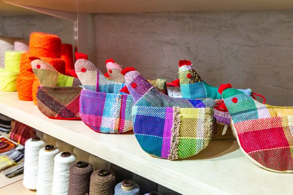 knit hens at at Loop of the Loom Saori Hand Weaving Studio in Upper East Side NY