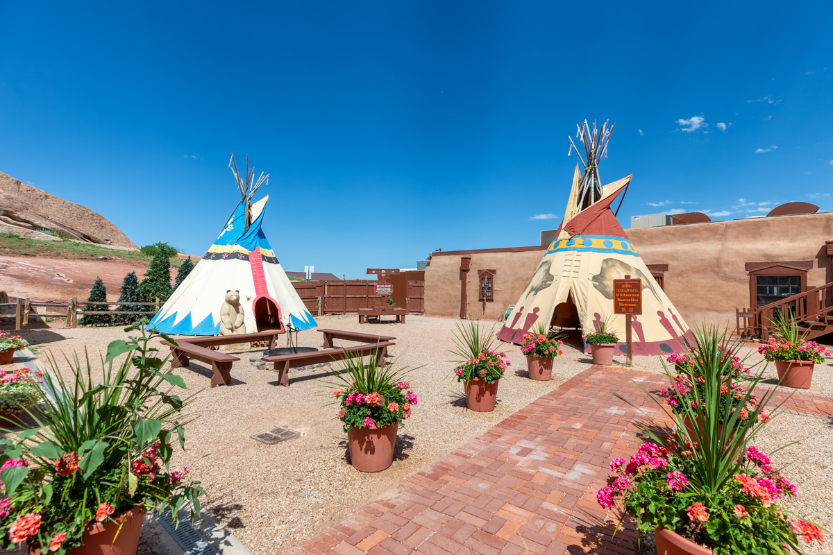 Tepee tipi tents outside The Fort, Morrison, CO 360 Virtual Tour for Steak House Restaurant