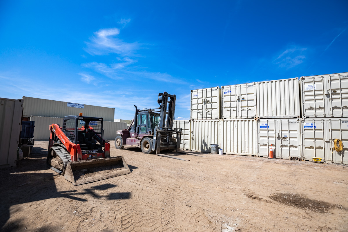 fork lift at Southwest Mobile Storage, Henderson, CO 360 Virtual Tour for Container supplier