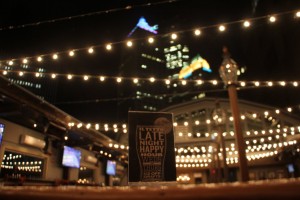 Il Tetto at Sienna Mercato Pittsburgh, PA rooftop beer garden biergarten table top sign