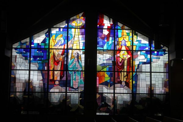 stained glass window at Church of St. Joan of Arc - See-Inside Place of Worship, Marlton, NJ