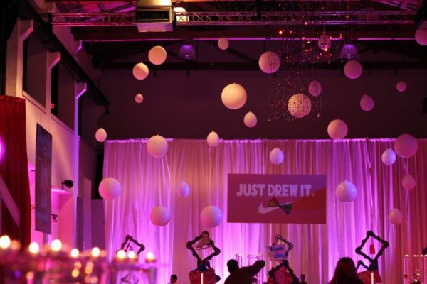 Skybox Productions Philadelphia PA batmitzvah party event venue purple lighting balloons