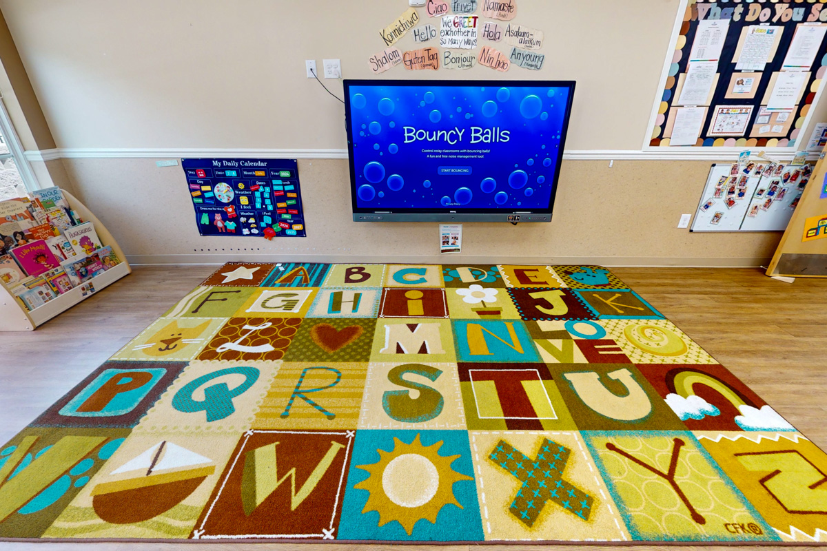 reading rug at Lightbridge Academy, Huntersville, NC 360 Virtual Tour for Pre-school Day Care Center