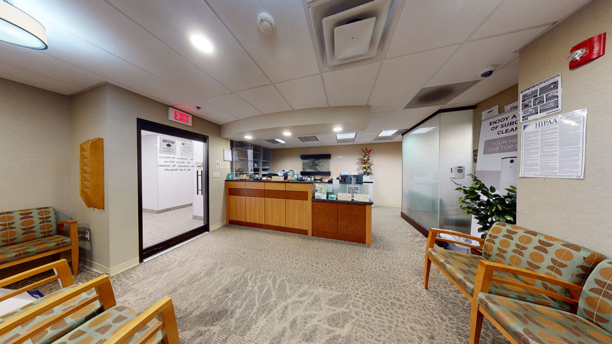 waiting room reception at Capital District Oral Surgeons in Latham, NY 360 Virtual Tour for Dentist