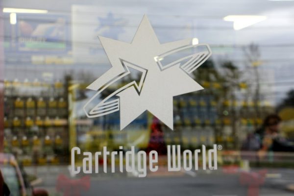 Cartridge World Cherry Hill NJ office supply store printer ink store front entrance sign logo