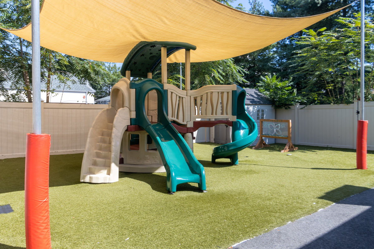 payground slide at Lightbridge Academy, Bergenfield, NJ 360 Virtual Tour for Pre-school Day Care Center