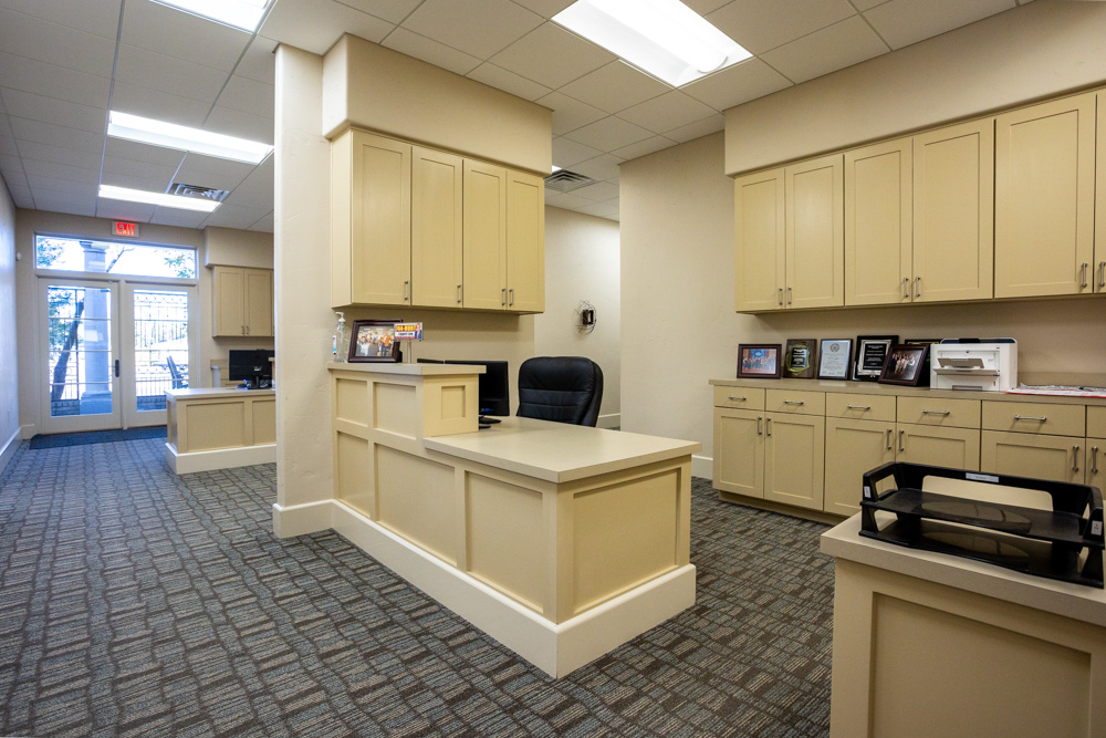 desk station at Liggett Law Group, P.C., Lubbock, TX 360 Virtual Tour for Personal Injury Attorney Office