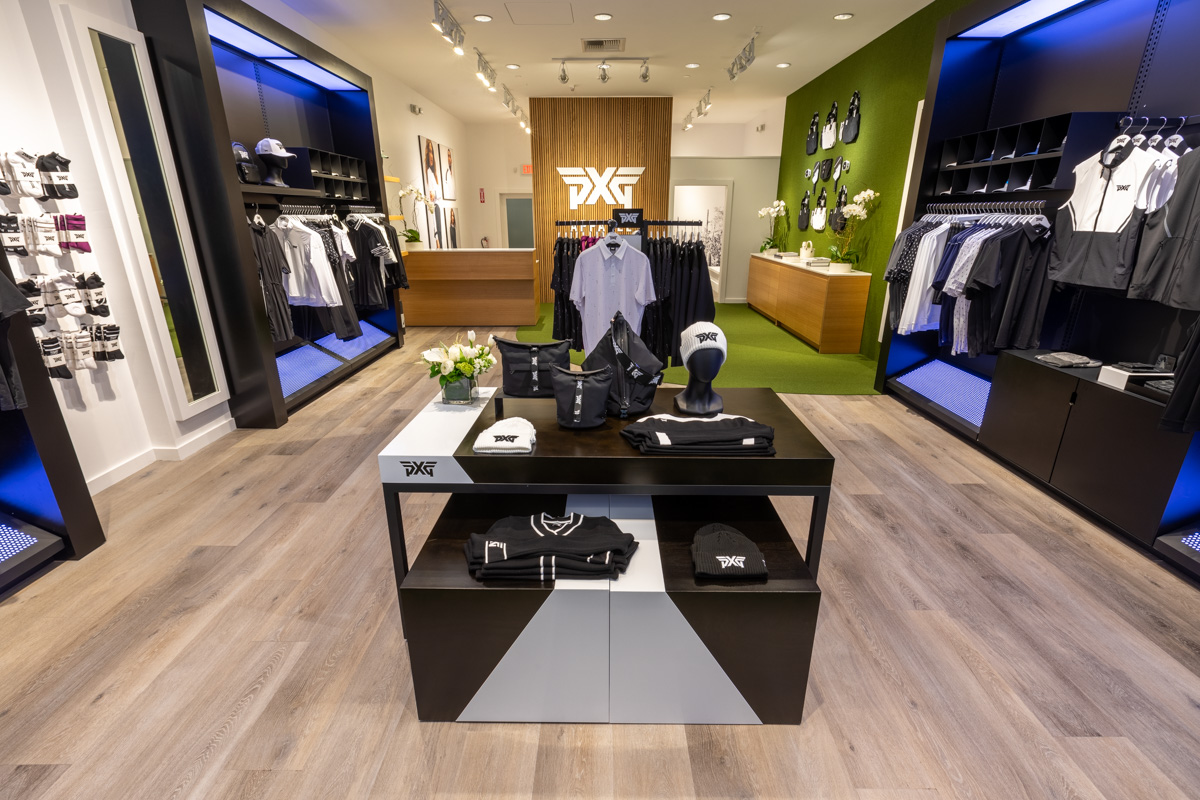 center display at PXG Apparel Pop-Up Shop Scottsdale Fashion Square, AZ 360 Virtual Tour for Golf Clothing Store