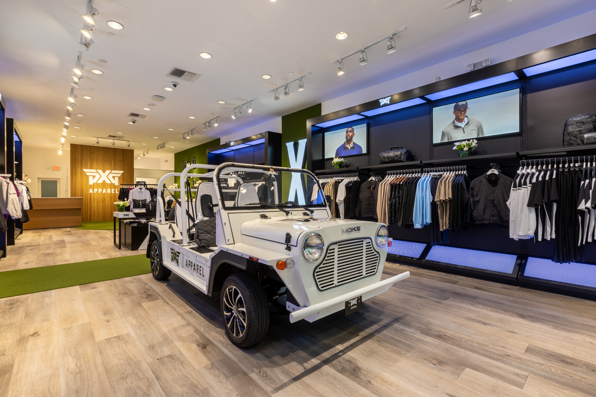 Moke Jeep Buggy at PXG Apparel Pop-Up Shop Scottsdale Fashion Square, AZ 360 Virtual Tour for Golf Clothing Store