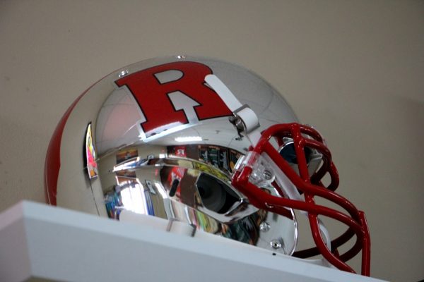 silver Rutgers football helmet at New Briarwood Deli - See-Inside Delicatessen Convenience Store, Hamilton, NJ