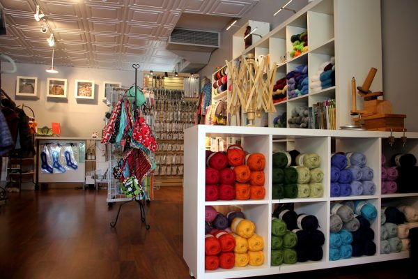 interior of hooked knit shop in haddonfield nj