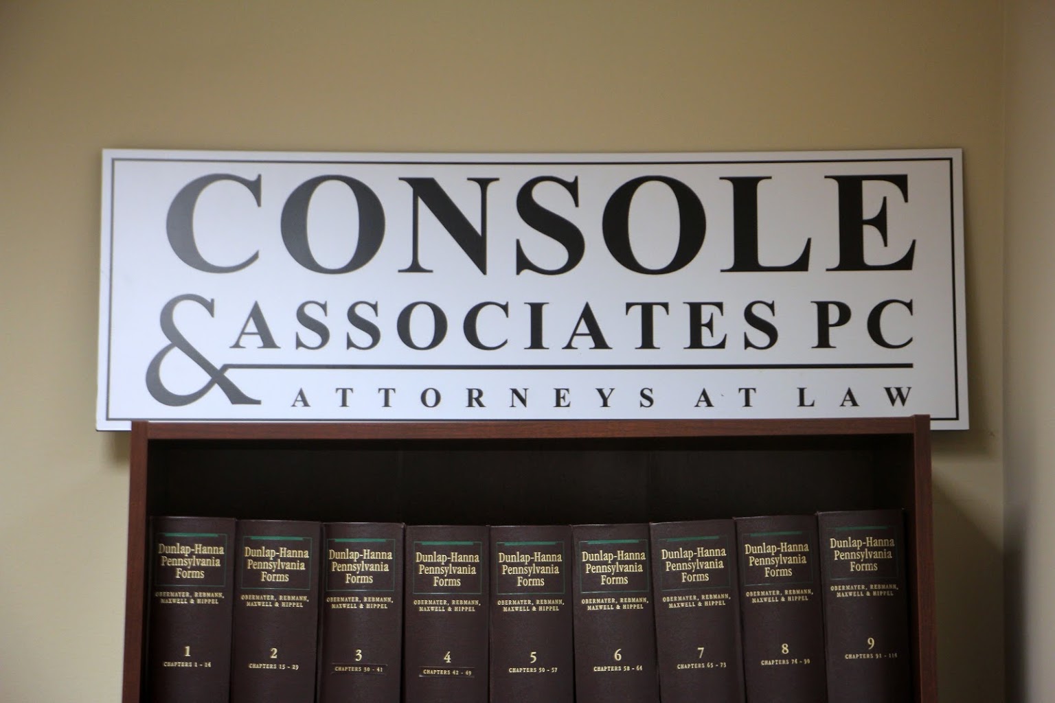 sign books Console and Associates P.C. Law Office in Philadelphia, PA