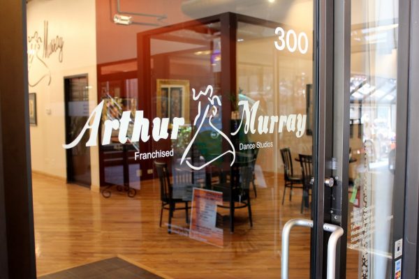 logo decal on front door of Arthur Murray Dance Studio, Lincolnshire, IL