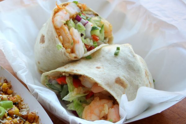 shrimp burrito at MOGO Korean Fusion Tacos Restaurant, Asbury Park, NJ