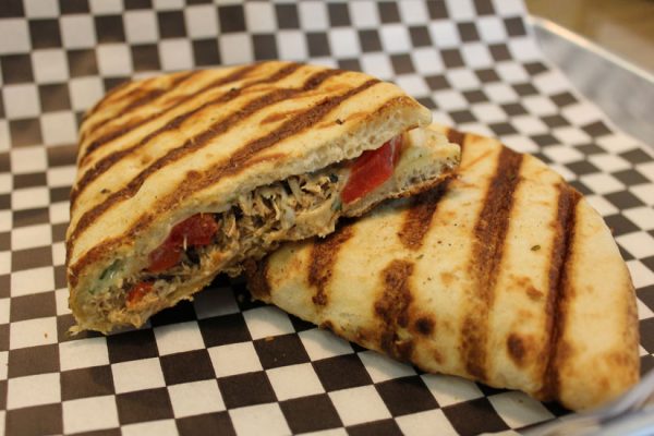 Marie's-Sandwich-Shop-Haddonfield-NJ-grilled-panini-chicken-tomato-cheese-checkered-paper