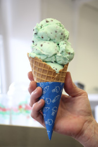 Richmans Ice Cream Prospect Park PA mint chocolate chip waffle cone