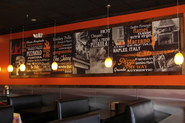1000 Degrees Pizza Somerdale NJ pizzeria booths wall typography photos