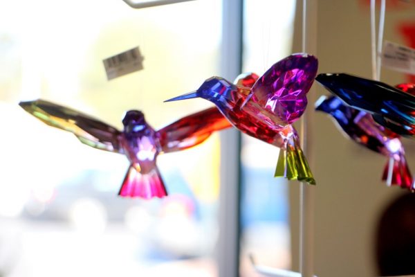 Ruth’s Hallmark Shop Voorhees NJ colored glass birds